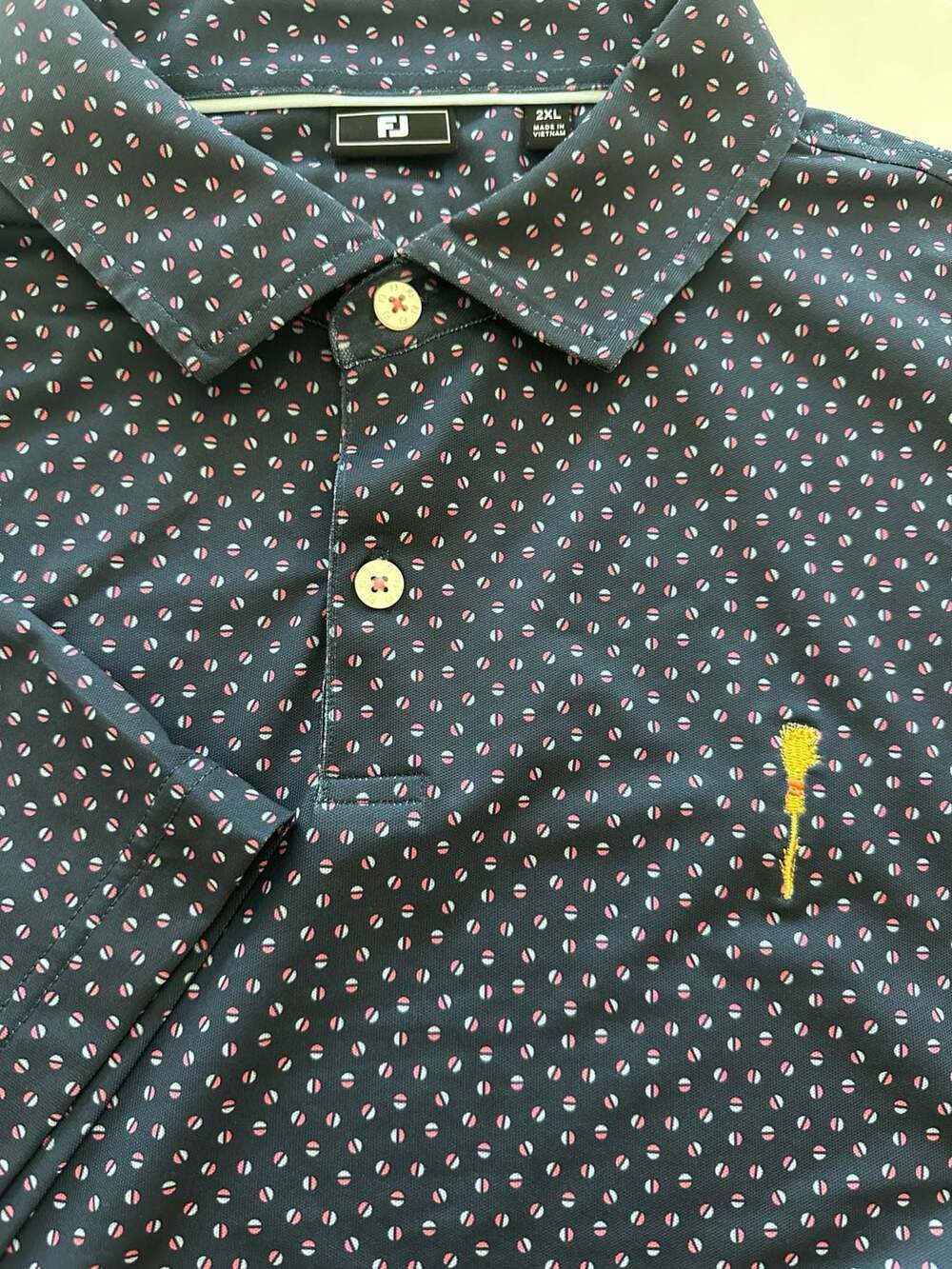 FootJoy Men's 2XL Black Polka Dot Golf Polo Shirt